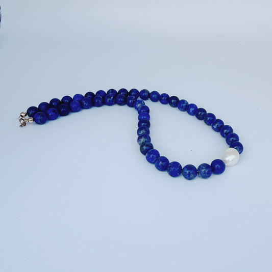 Lapis lazuli & pearl necklace