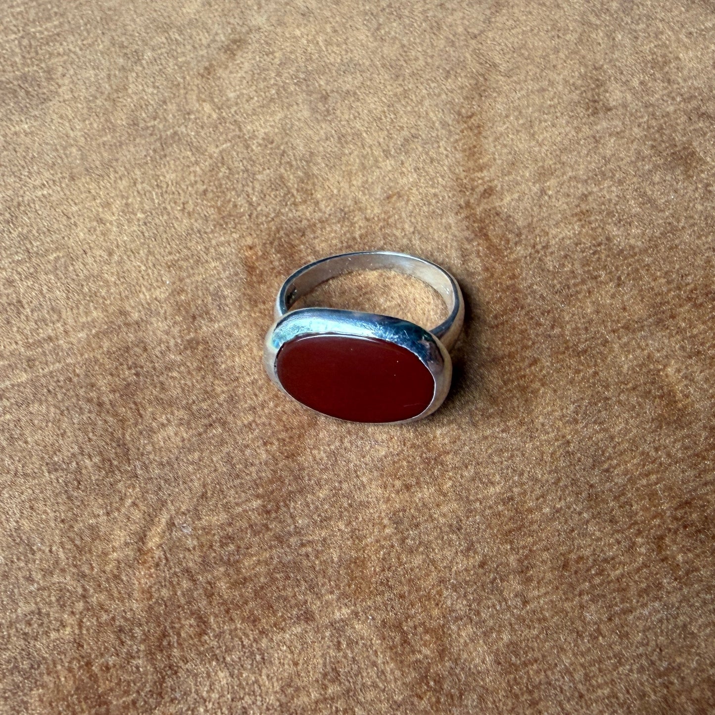 East West Bezel Set Carnelian Ring
