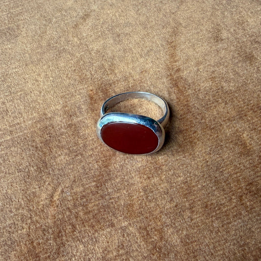 East West Bezel Set Carnelian Ring