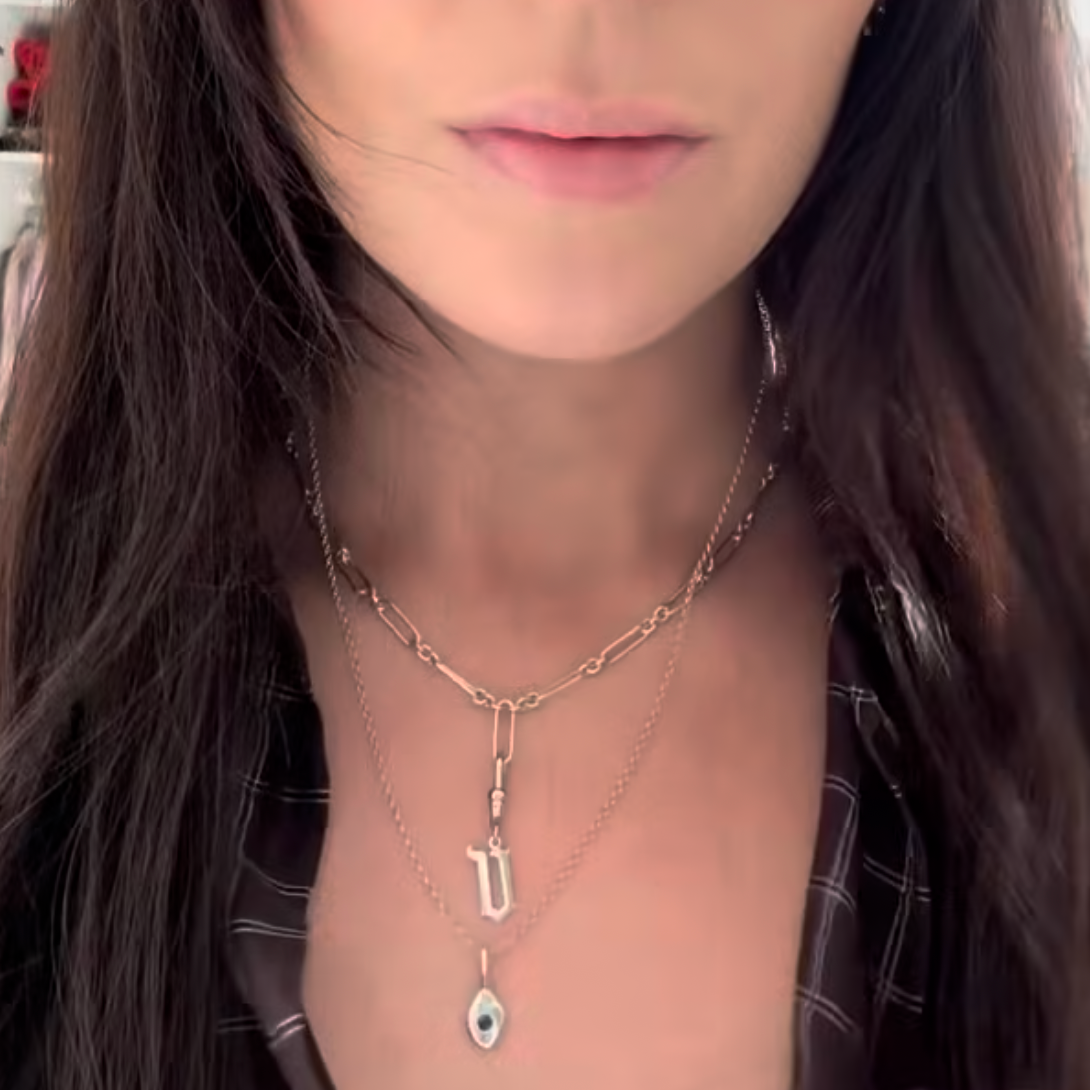 Close-up of the birthstone pendant. 