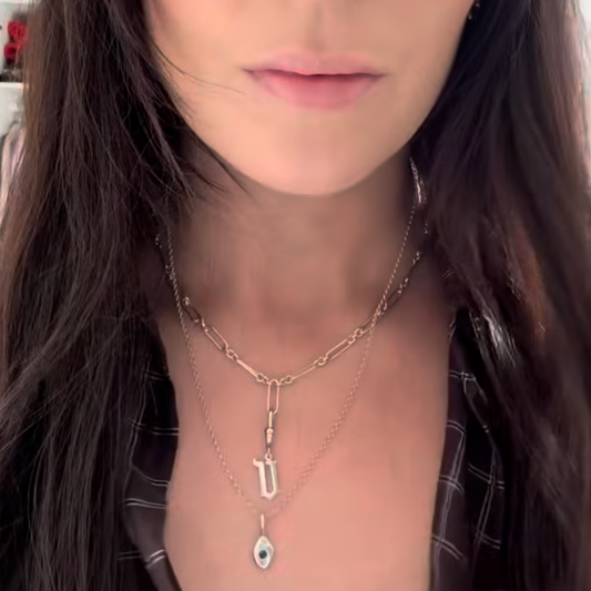 Close-up of the birthstone pendant. 