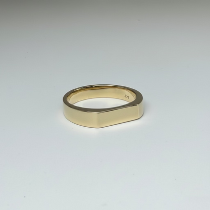 Gold ring on a light gray background